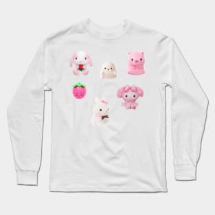 Pink Kawaii Plushies Sticker Pack Long Sleeve T-Shirt